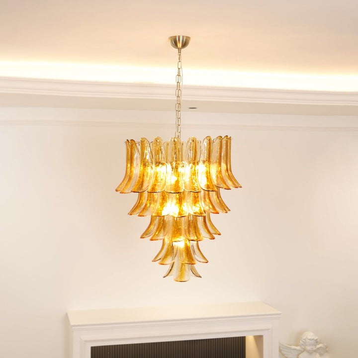 Amber Lily Tiered Glass Chandelier