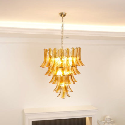 Amber Lily Tiered Glass Chandelier