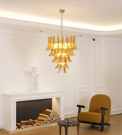 Amber Lily Tiered Glass Chandelier