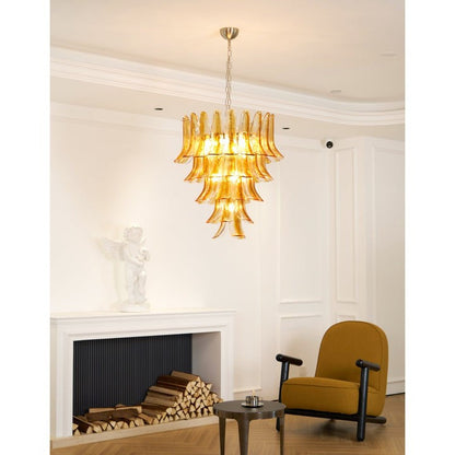 Amber Lily Tiered Glass Chandelier