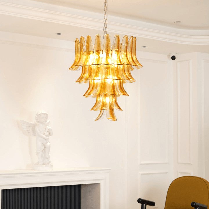 Amber Lily Tiered Glass Chandelier