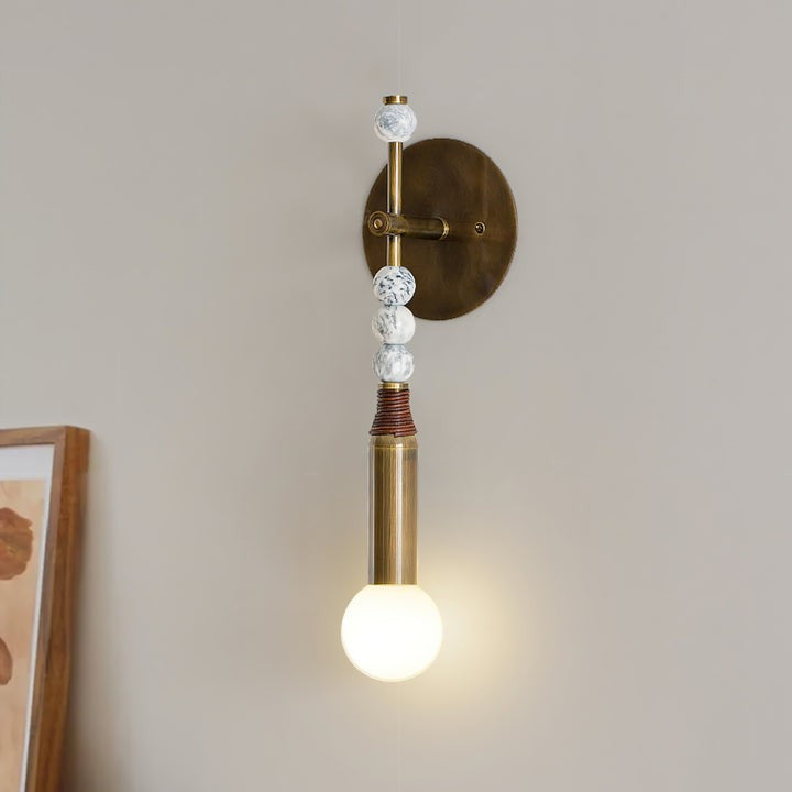 Ancient Persepolis Marble & Brass Wall Sconce
