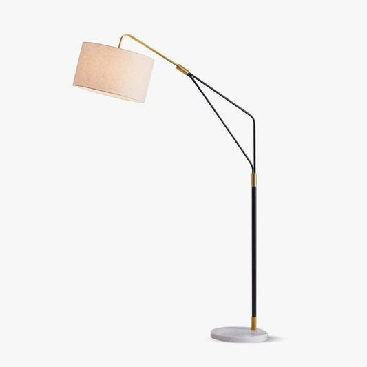 Angled Linen Shade Floor Lamp with Marble Base