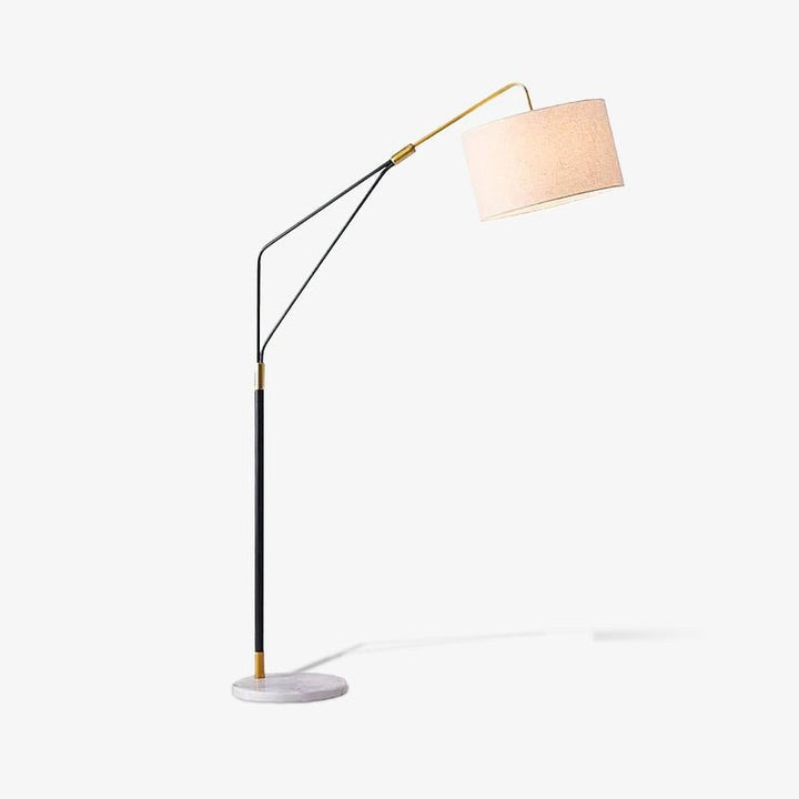 Angled Linen Shade Floor Lamp with Marble Base