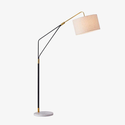 Angled Linen Shade Floor Lamp with Marble Base