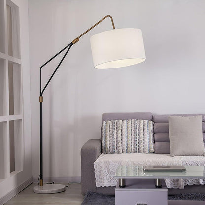Angled Linen Shade Floor Lamp with Marble Base