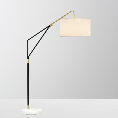 Angled Linen Shade Floor Lamp with Marble Base