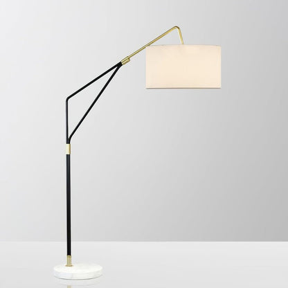 Angled Linen Shade Floor Lamp with Marble Base