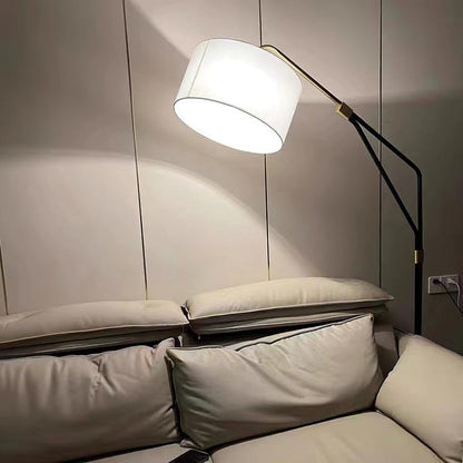Angled Linen Shade Floor Lamp with Marble Base