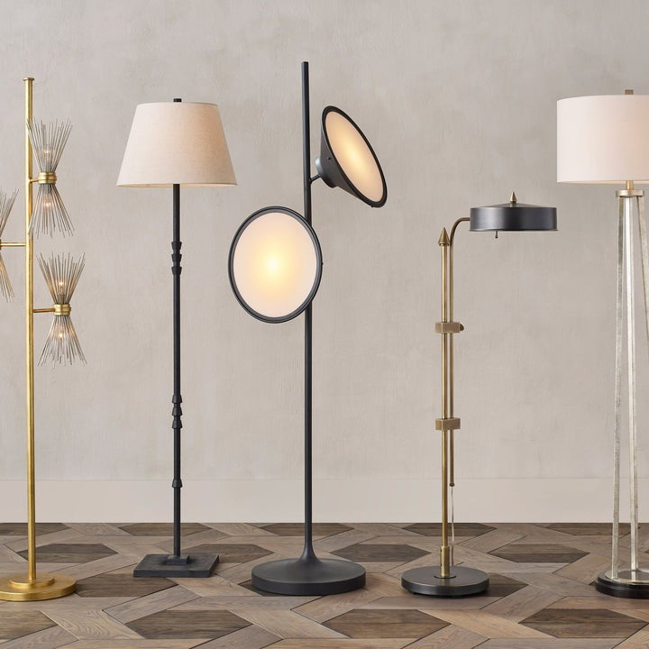 Antique Black Frosted Glass Floor Lamp