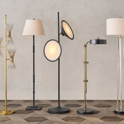 Antique Black Frosted Glass Floor Lamp