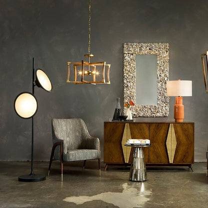 Antique Black Frosted Glass Floor Lamp