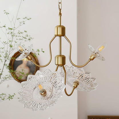 Antique Copper Glass Butterfly Chandelier