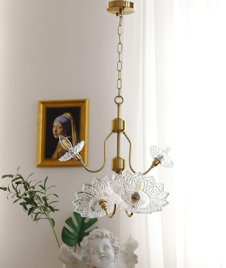Antique Copper Glass Butterfly Chandelier