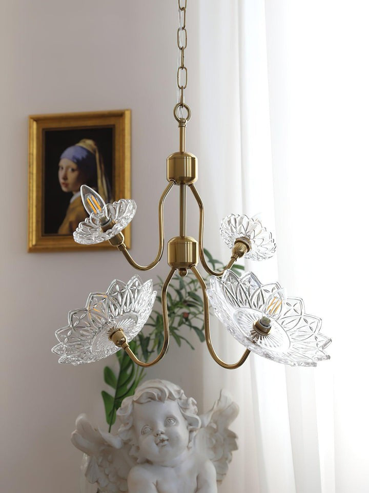 Antique Copper Glass Butterfly Chandelier