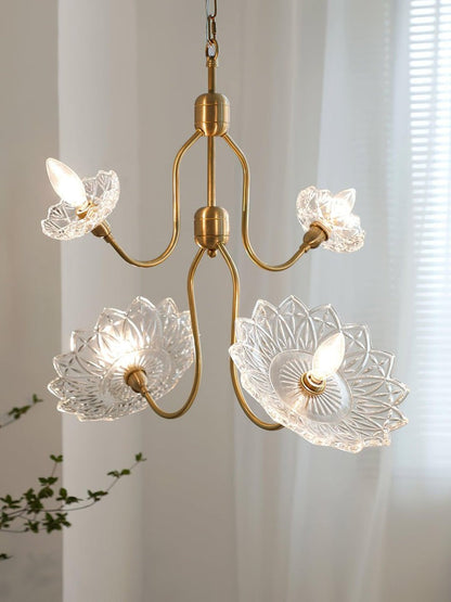 Antique Copper Glass Butterfly Chandelier