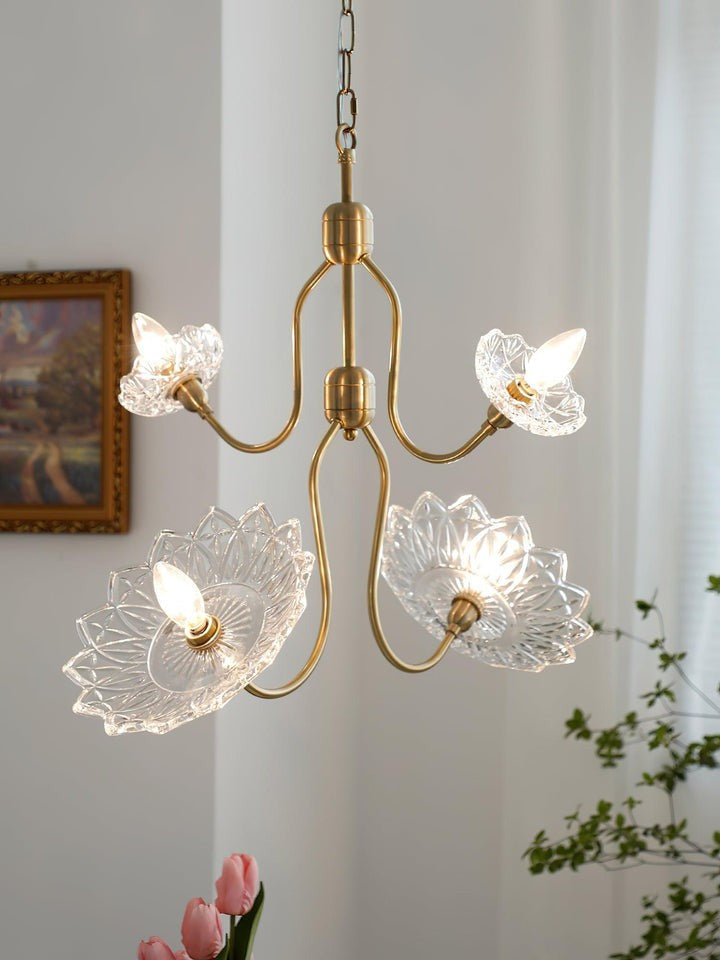 Antique Copper Glass Butterfly Chandelier