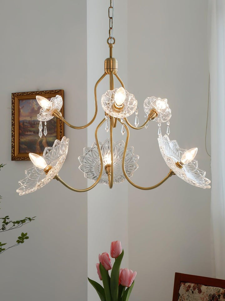 Antique Copper Glass Butterfly Chandelier
