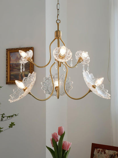 Antique Copper Glass Butterfly Chandelier