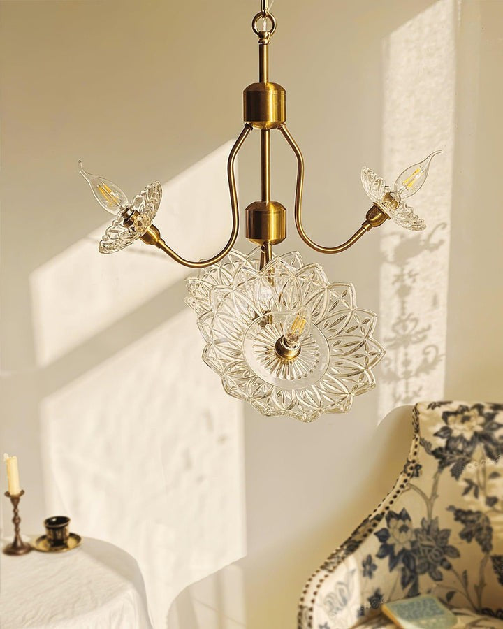 Antique Copper Glass Butterfly Chandelier