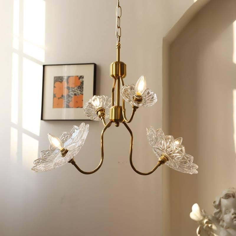 Antique Copper Glass Butterfly Chandelier