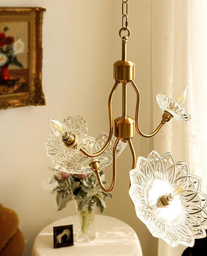 Antique Copper Glass Butterfly Chandelier