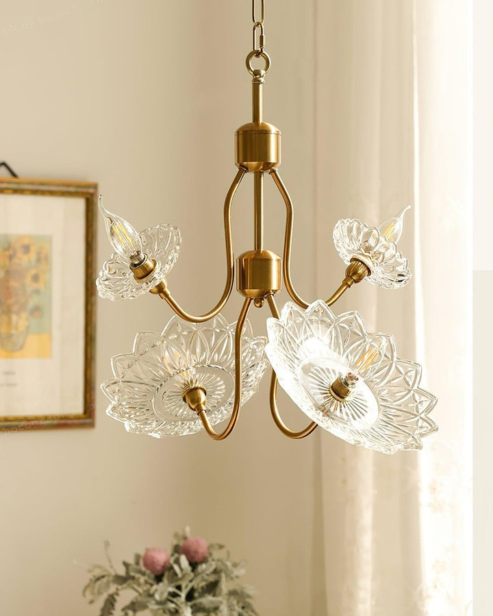 Antique Copper Glass Butterfly Chandelier