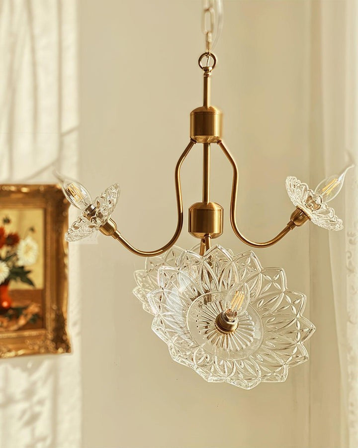 Antique Copper Glass Butterfly Chandelier