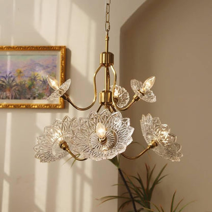 Antique Copper Glass Butterfly Chandelier