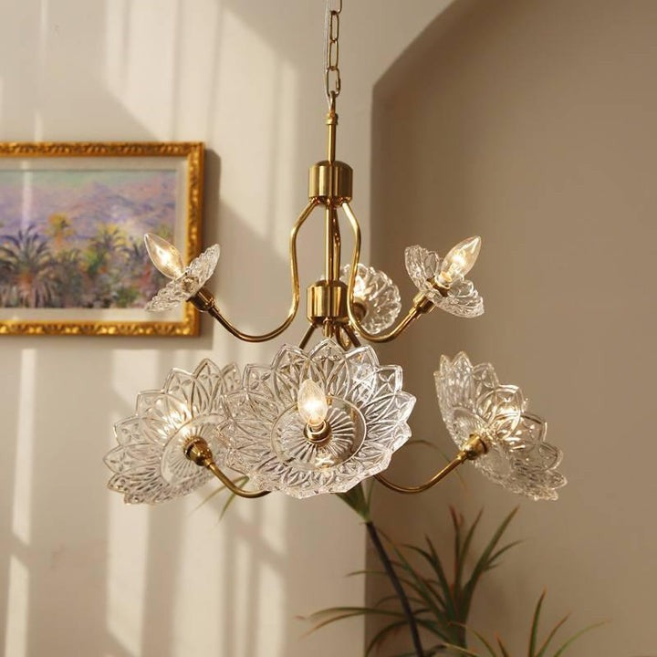 Antique Copper Glass Butterfly Chandelier