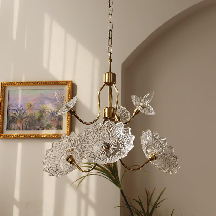 Antique Copper Glass Butterfly Chandelier