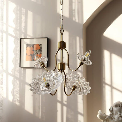 Antique Copper Glass Butterfly Chandelier