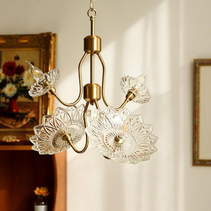 Antique Copper Glass Butterfly Chandelier
