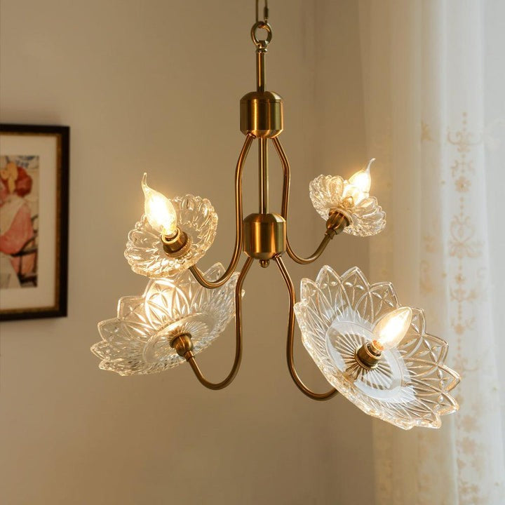 Antique Copper Glass Butterfly Chandelier