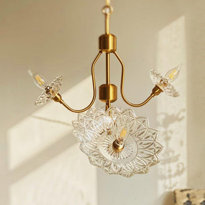 Antique Copper Glass Butterfly Chandelier