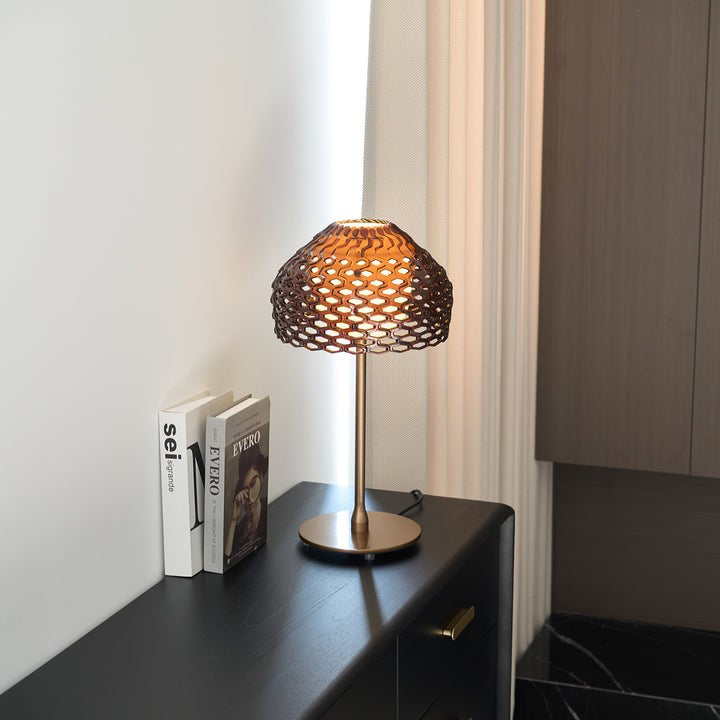 Armadillo-Inspired Metal Table Lamp with Soft Diffused Light