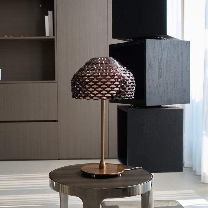 Armadillo-Inspired Metal Table Lamp with Soft Diffused Light