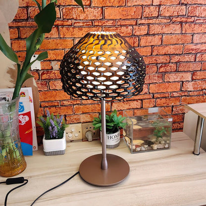 Armadillo-Inspired Metal Table Lamp with Soft Diffused Light