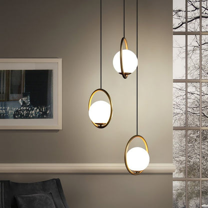 Artisan Glass Orb Brass Pendant Light