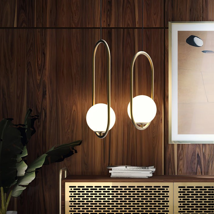 Artisan Glass Orb Brass Pendant Light