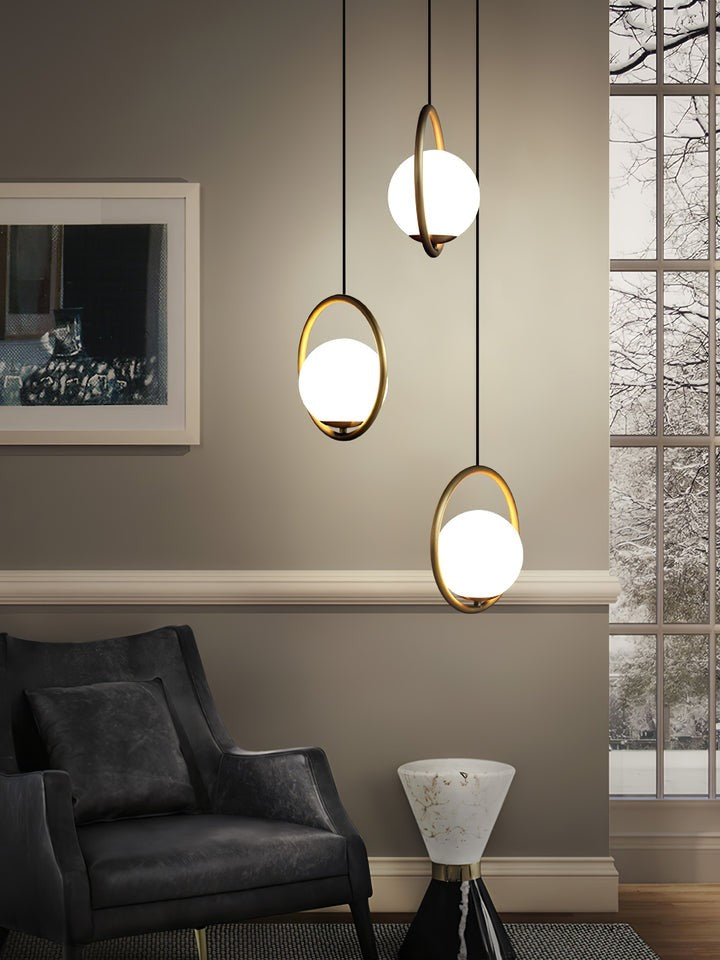 Artisan Glass Orb Brass Pendant Light