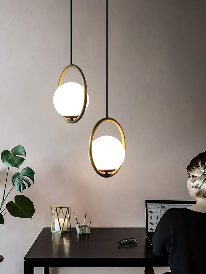 Artisan Glass Orb Brass Pendant Light