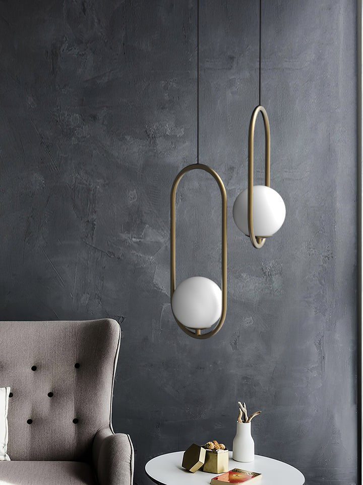 Artisan Glass Orb Brass Pendant Light