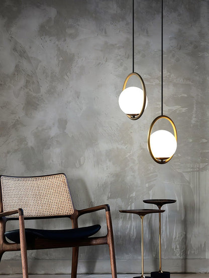 Artisan Glass Orb Brass Pendant Light
