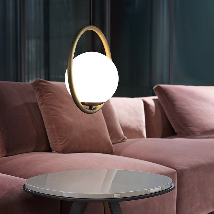 Artisan Glass Orb Brass Pendant Light