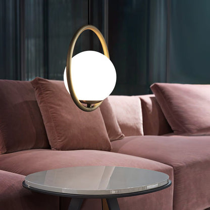 Artisan Glass Orb Brass Pendant Light