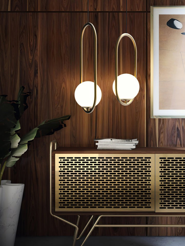 Artisan Glass Orb Brass Pendant Light