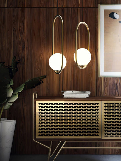 Artisan Glass Orb Brass Pendant Light