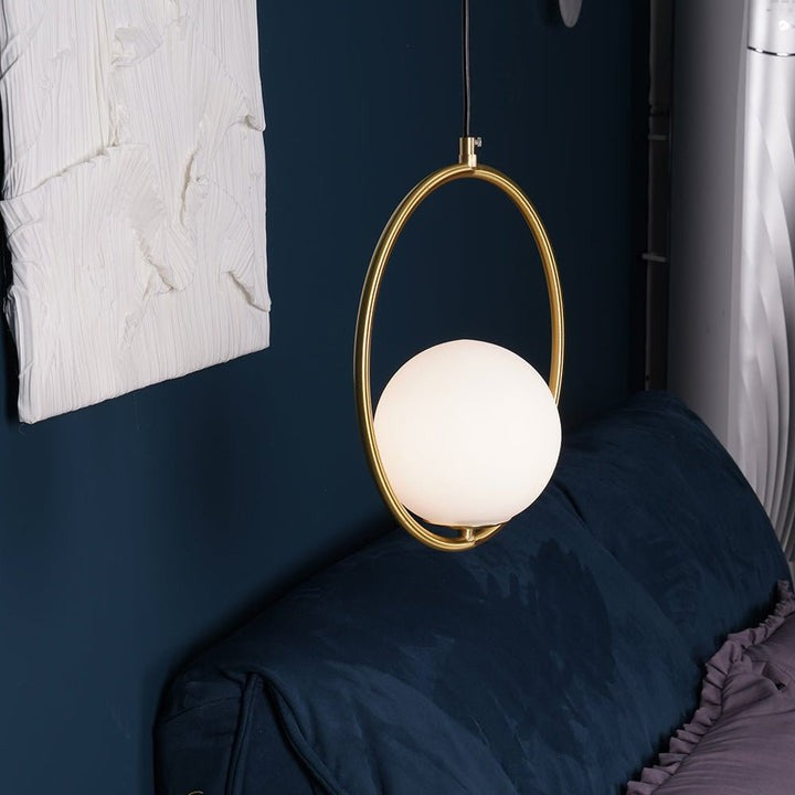 Artisan Glass Orb Brass Pendant Light