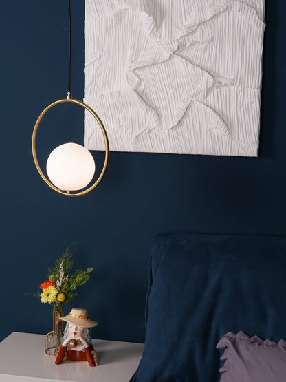 Artisan Glass Orb Brass Pendant Light